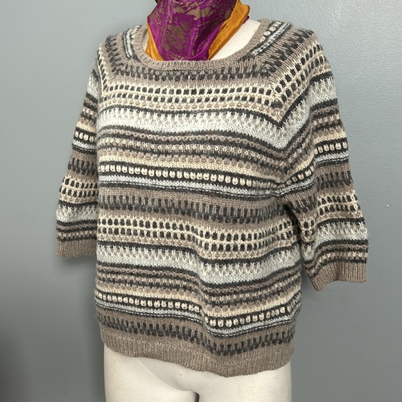 Loft Women’s Knit Rayon Cotton Rabbit Hair Blend Sweater Beige size Large - Picture 3 of 15